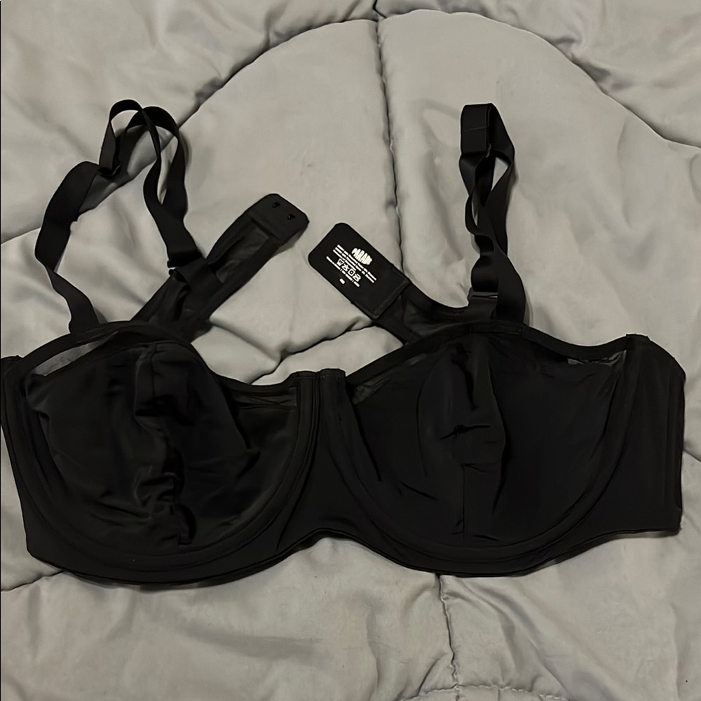 Black Lace Balconette Bra with Molded Cups